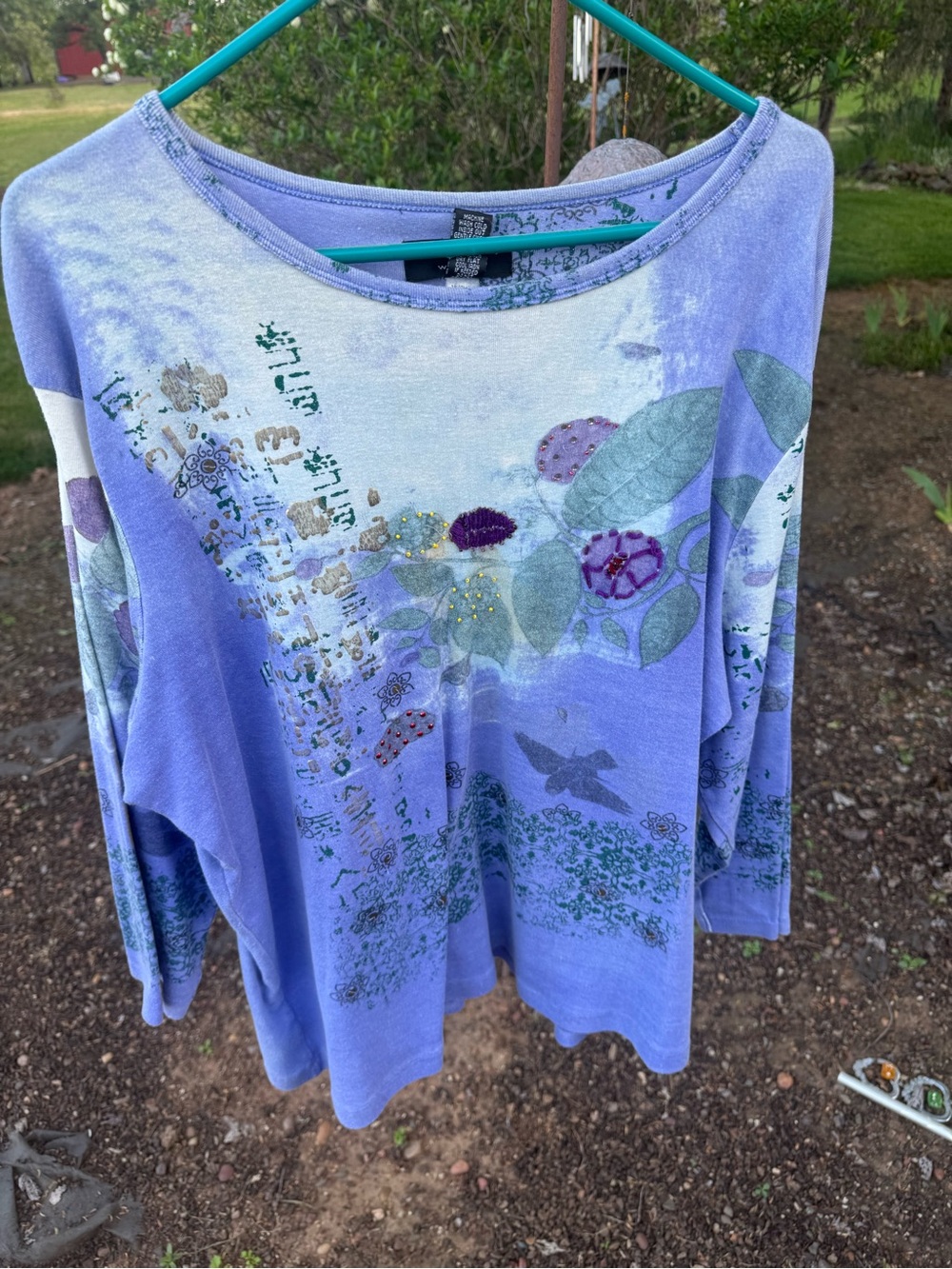 Spenser Jeremy Lavender Floral Scoop-Neck Long Sleeve Top - Picture 10 of 12